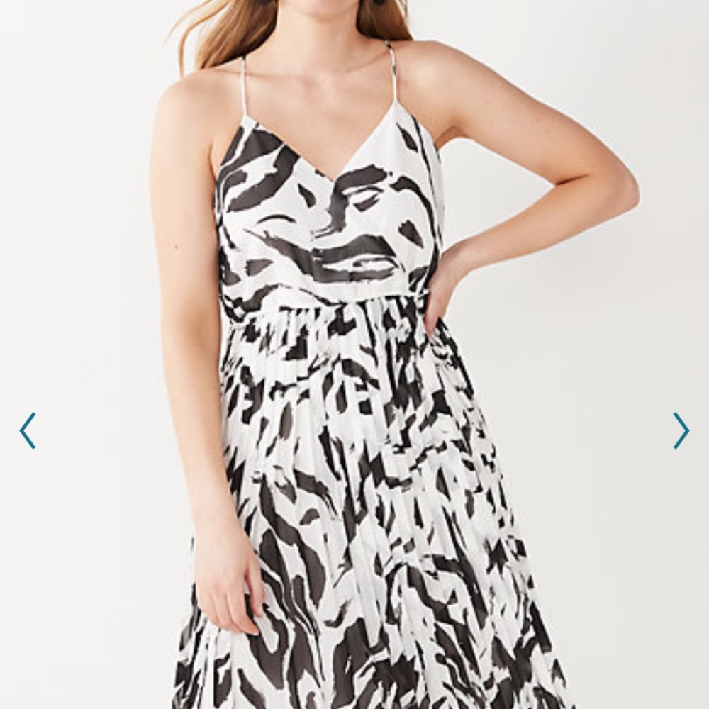 Nine West Zebra Print Pleated Faux Wrap Midi Dress